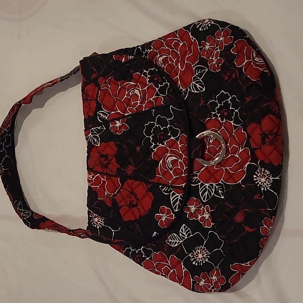 Vera Bradley Red black and white floral patterned shoulder bag - Picture 1 of 5
